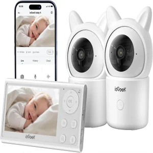 Baby Monitor with 2 Cameras, Split-Screen Video Baby Monitor with Audio and 1080P Camera 4.3" Screen - Night Vision
