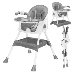 Foldable Baby High Chair, 6-36 months , with Large Anti-slip Pad & Toy Rack, Easy to Clean tray