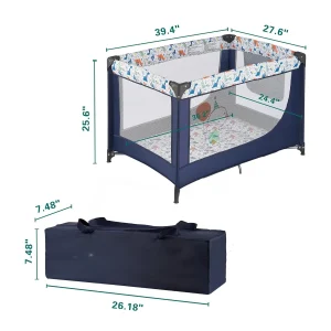Portable Bassinet, Soft Mattress Breathable Mesh Walls