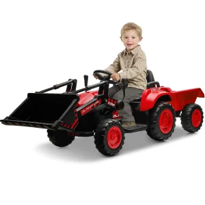 3 in 1 Kids Ride On Tractor with Detachable Trailer, 
12V Electric Bulldozer with Shovel Bucket, Remote Control, Horn, Lights