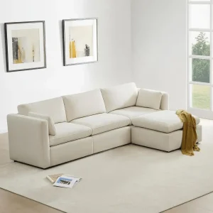 Modular Sectional Fabric Sofa Set, FSC Certified Extra Large L Shaped Couch Reversible Chaise Couch, Ottoman